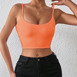Coral Spaghetti Strap Crop Top